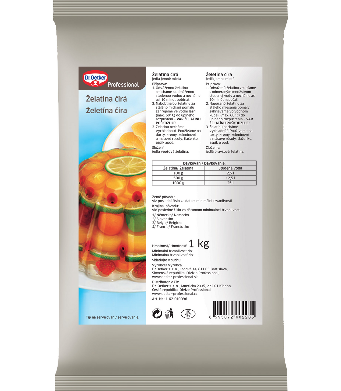 Dr. Oetker Želatina čirá 1 kg